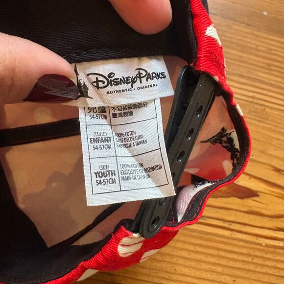 Disney Minnie Mouse red white polka dot black ear bow baseball cap SIZE OS - Picture 2 of 4